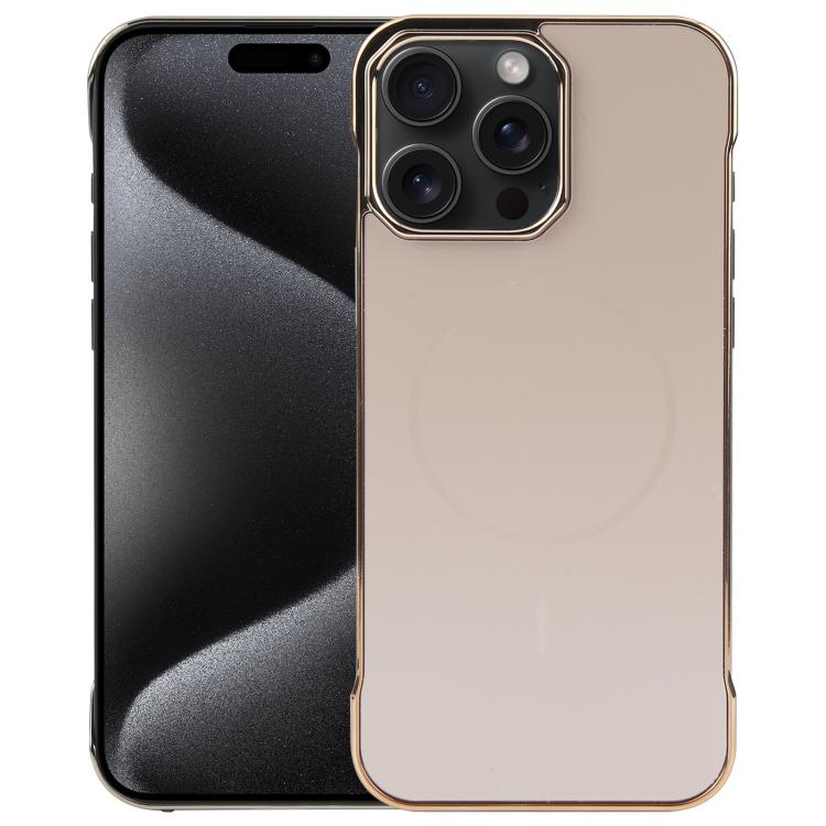 For iPhone 15 Pro Electroplating Frameless Frosted Anti-Glare PC MagSafe Phone Case(Desert Gold) - free shipping - PMC TechLife - Order now!