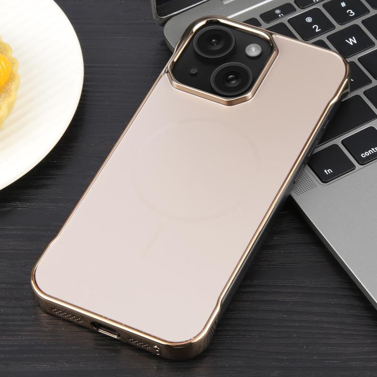 For iPhone 15 Electroplating Frameless Frosted Anti-Glare PC MagSafe Phone Case(Desert Gold) - free shipping - PMC TechLife - Order now!