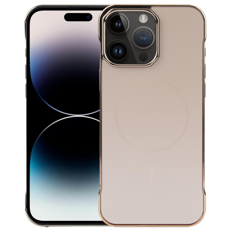 For iPhone 14 Pro Electroplating Frameless Frosted Anti-Glare PC MagSafe Phone Case(Desert Gold) - free shipping - PMC TechLife - Order now!