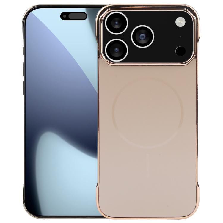 For iPhone 17 Pro Max Electroplating Frameless Frosted Anti-Glare PC MagSafe Phone Case(Desert Gold) - free shipping - PMC TechLife - Order now!