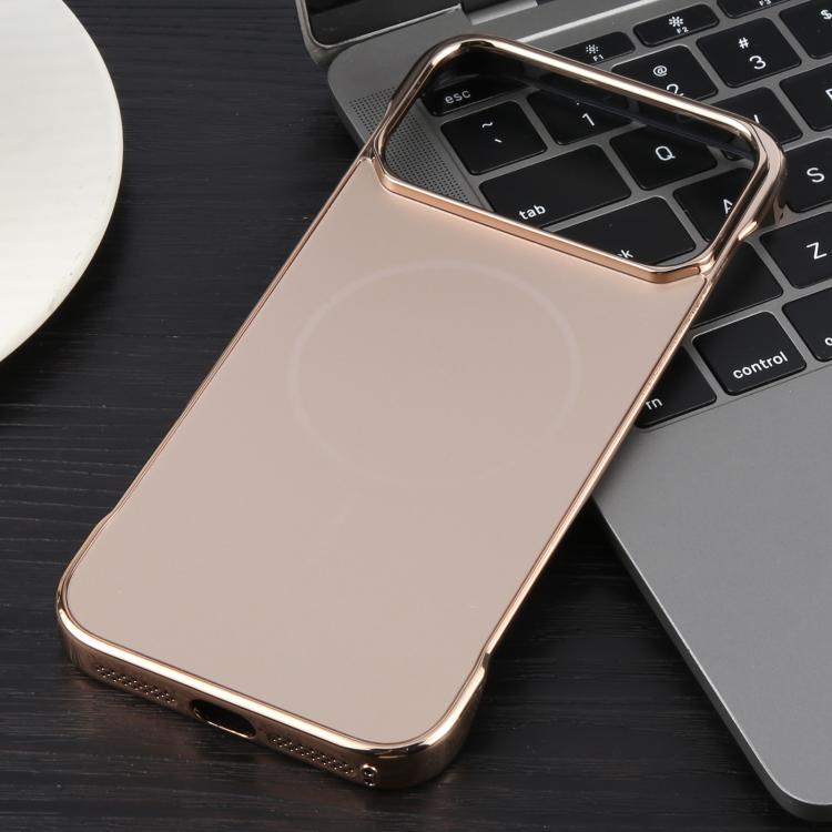 For iPhone 17 Pro Max Electroplating Frameless Frosted Anti-Glare PC MagSafe Phone Case(Desert Gold) - free shipping - PMC TechLife - Order now!