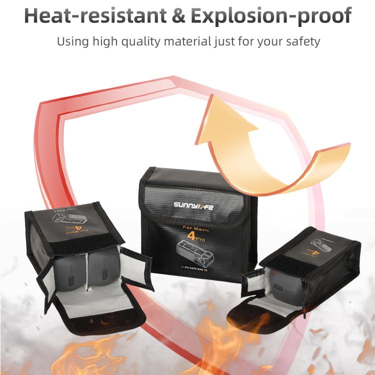 For DJI Mavic 4 Pro Sunnylife Battery Explosion-proof Safe Bag Protective Li-Po Safe Bag(For 3pcs Batteries) - free shipping - PMC TechLife - Order now!