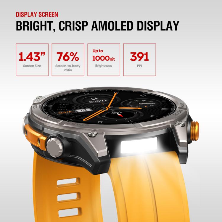 Zeblaze Stratos 4 Rugged Outdoor GPS Smart Watch 1.43 inch Screen 5 ATM & IP69K(Black) - free shipping - PMC TechLife - Order now!