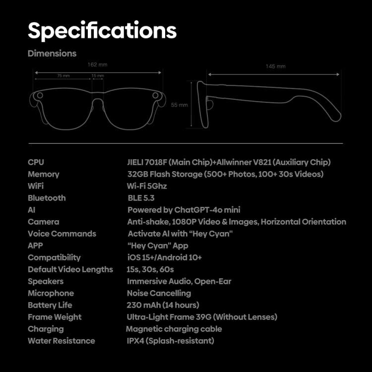 Zeblaze Eyewear AI Shooting Glasses Open-ear Audio AI Assistance(Transparent Lenses) - free shipping - PMC TechLife - Order now!