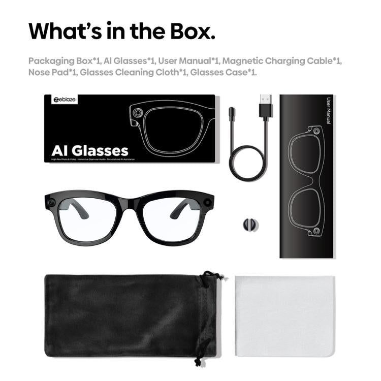 Zeblaze Eyewear AI Shooting Glasses Open-ear Audio AI Assistance(Transparent Lenses) - free shipping - PMC TechLife - Order now!
