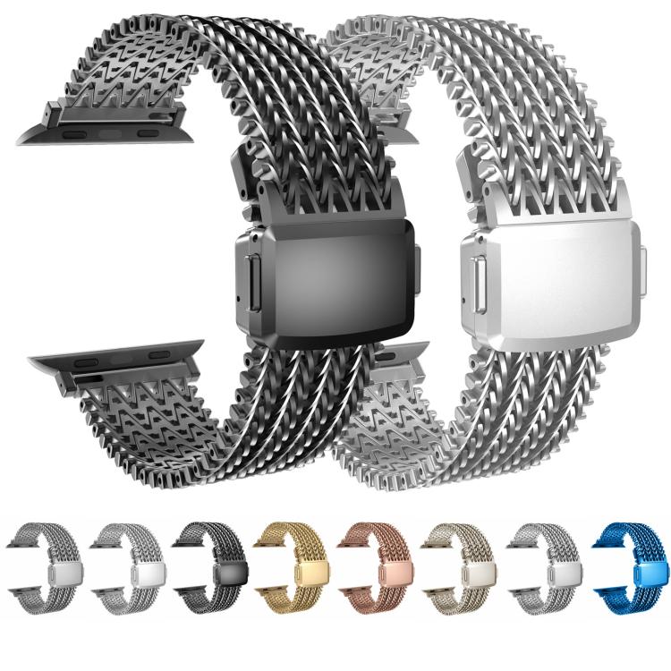 For Apple Watch 42mm / 41mm / 40mm / 38mm Mesh Magnetic Stainless Steel Watch Band(Gold) - free shipping - PMC TechLife - Order now!