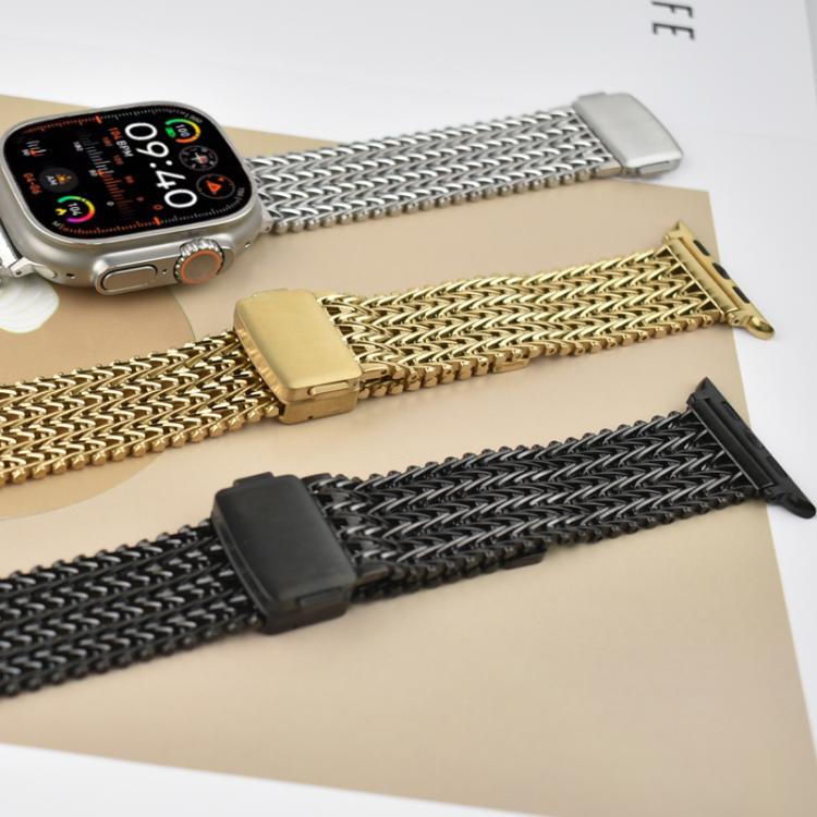 For Apple Watch 42mm / 41mm / 40mm / 38mm Mesh Magnetic Stainless Steel Watch Band(Titanium Color) - free shipping - PMC TechLife - Order now!