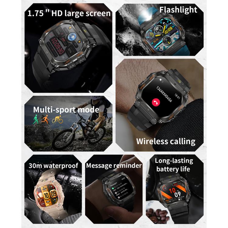HT34 1.75 inch IPS Screen 3ATM Outdoor Sports BT Smart Watch(Black) - Smart Watches by PMC TechLife | Online Shopping South Africa | PMC TechLife | Buy Now Pay Later Mobicred