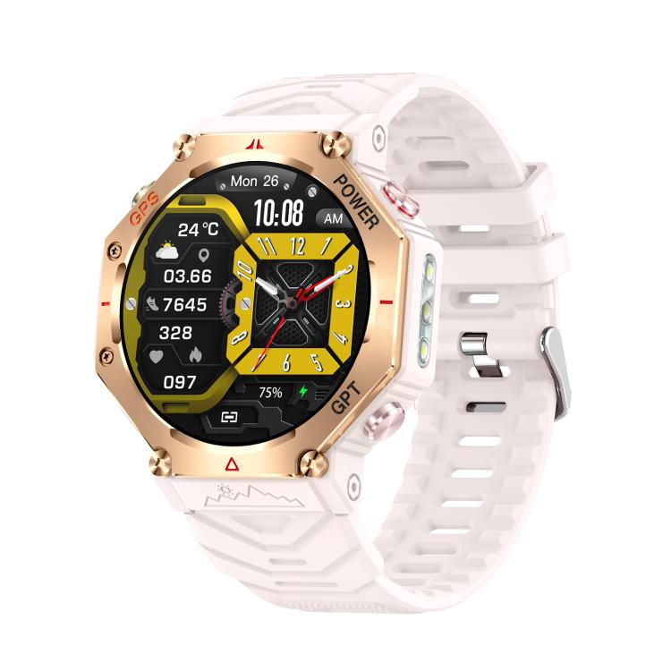 KC91 1.39 inch IPS Screen 3ATM Outdoor GPS Smart Watch with Flashlight(Pink) - Smart Watches by PMC TechLife | Online Shopping South Africa | PMC TechLife | Buy Now Pay Later Mobicred
