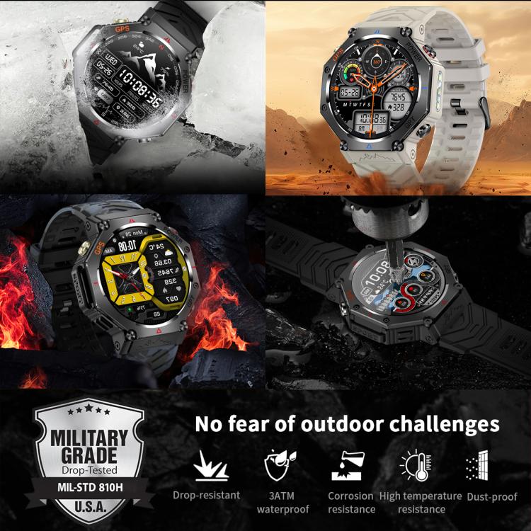 KC91 1.39 inch IPS Screen 3ATM Outdoor GPS Smart Watch with Flashlight(Camouflage) - Smart Watches by PMC TechLife | Online Shopping South Africa | PMC TechLife | Buy Now Pay Later Mobicred