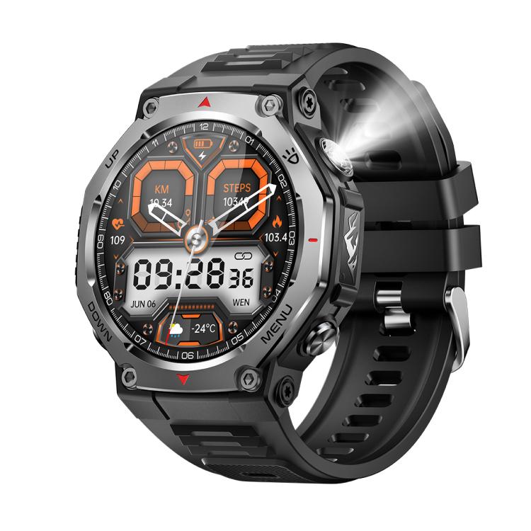 KT85 1.43 inch Screen 5ATM Outdoor Sports Smart Watch with Strong Flashlight(Black) - Smart Watches by PMC TechLife | Online Shopping South Africa | PMC TechLife | Buy Now Pay Later Mobicred