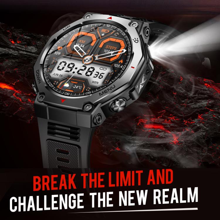 KT85 1.43 inch Screen 5ATM Outdoor Sports Smart Watch with Strong Flashlight(Grey) - free shipping - PMC TechLife - Order now!
