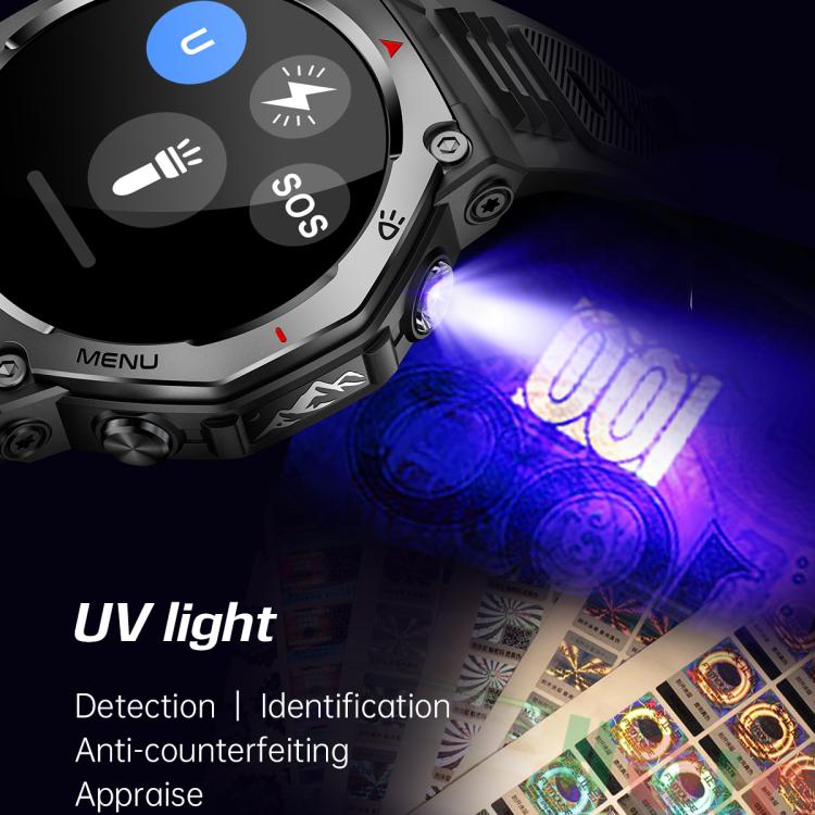 KT85 1.43 inch Screen 5ATM Outdoor Sports Smart Watch with Strong Flashlight(Black) - Smart Watches by PMC TechLife | Online Shopping South Africa | PMC TechLife | Buy Now Pay Later Mobicred