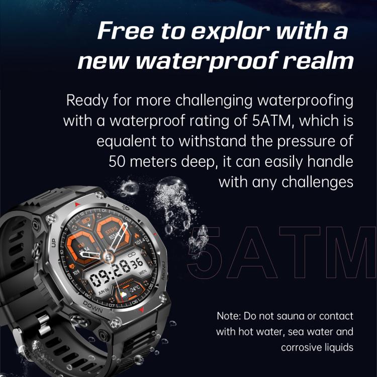 KT85 1.43 inch Screen 5ATM Outdoor Sports Smart Watch with Strong Flashlight(Grey) - free shipping - PMC TechLife - Order now!