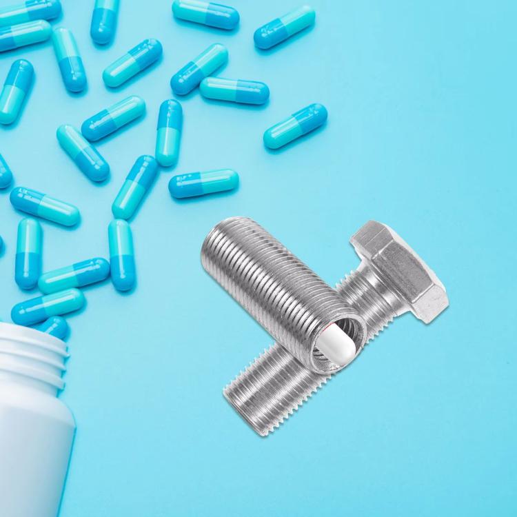 Portable Hexagonal Screw Medicine Storage Tank Pill Storage Box(Silver) - free shipping - PMC TechLife - Order now!