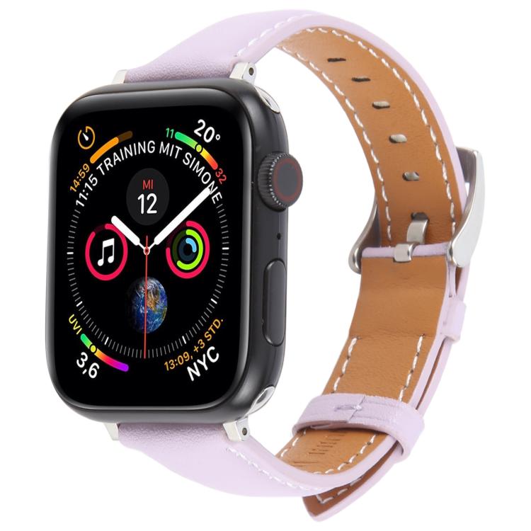 For Apple Watch 42mm / 41mm / 40mm / 38mm Silk Microfiber Leather Watch Band(Purple) - Watch Bands by PMC TechLife | Online Shopping South Africa | PMC TechLife | Buy Now Pay Later Mobicred
