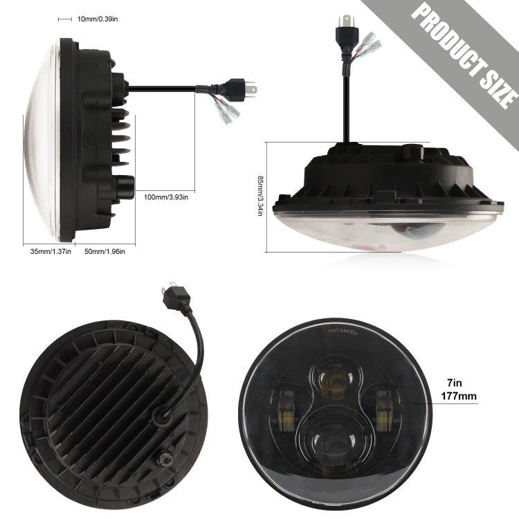 7 inch H4 / H13 DC 9V-30V 4000LM 6000K 40W 7 inch Car Round Shape LED Headlight Lamps for Jeep Wrangler - Work Lights by PMC TechLife | Online Shopping South Africa | PMC TechLife | Buy Now Pay Later Mobicred