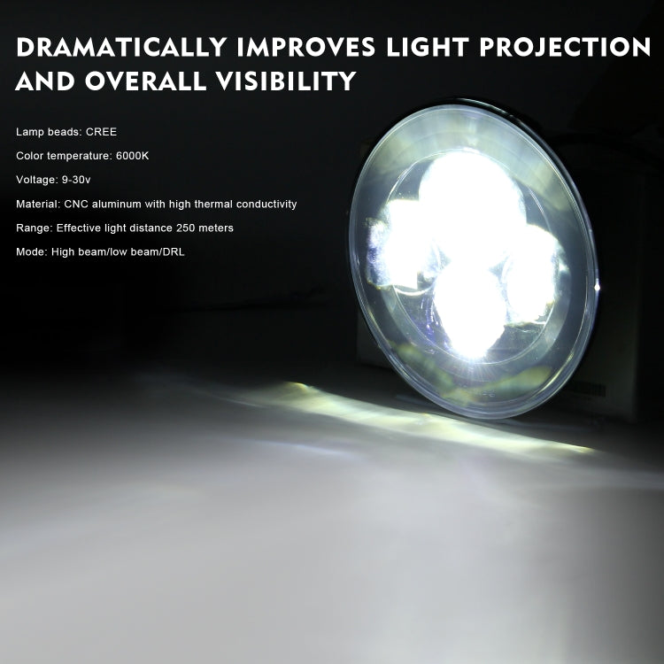 7 inch H4 / H13 DC 9V-30V 4000LM 6000K 40W 7 inch Car Round Shape LED Headlight Lamps for Jeep Wrangler - Work Lights by PMC TechLife | Online Shopping South Africa | PMC TechLife | Buy Now Pay Later Mobicred