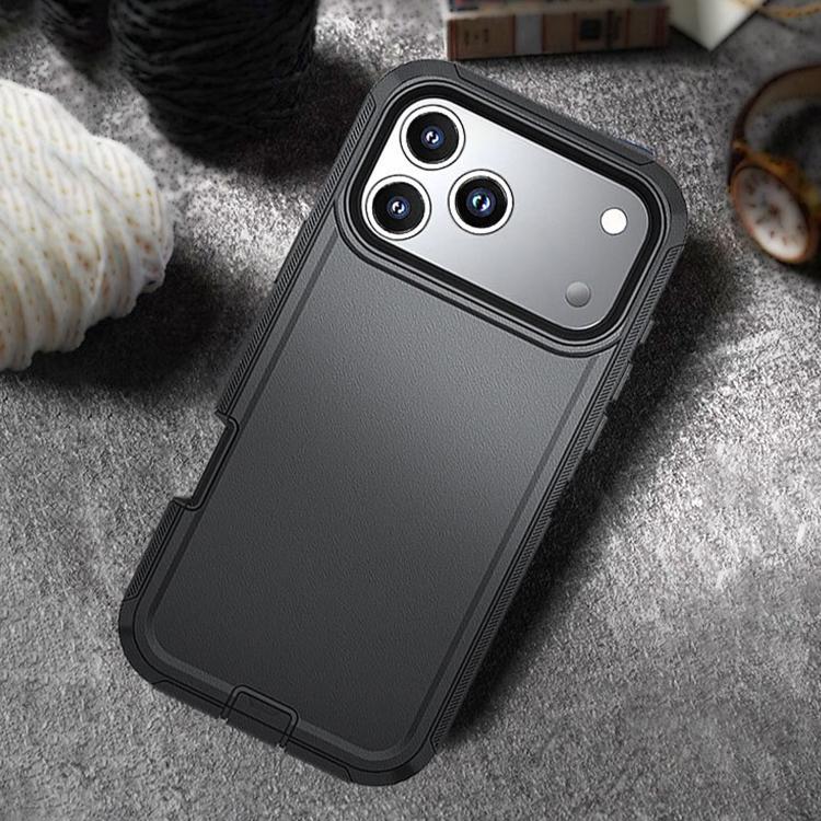 For iPhone 17 Pro Kalebol Shockproof PC Hybrid TPU Phone Case with Back Clip(Black) - free shipping - PMC TechLife - Order now!