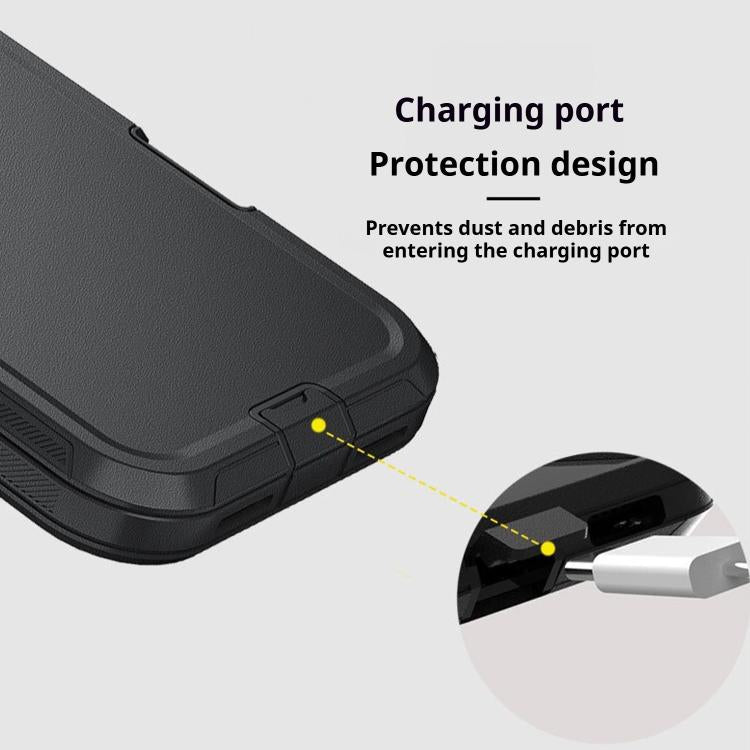 For iPhone 17 Pro Kalebol Shockproof PC Hybrid TPU Phone Case with Back Clip(Black) - free shipping - PMC TechLife - Order now!