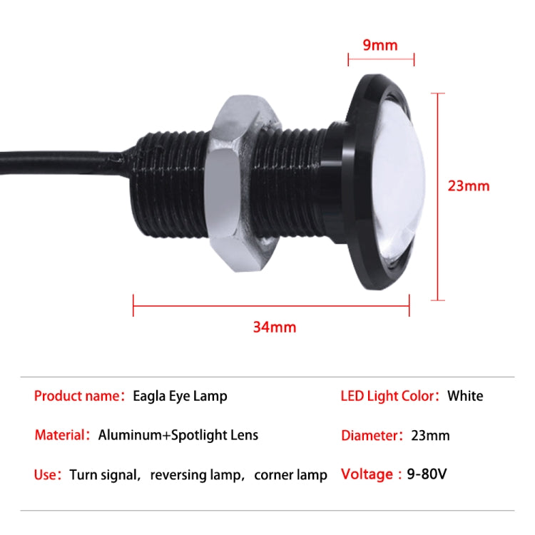 10 PCS 23mm 1.5W DC9-80V Motorcycle Eagle Eye Light Single Lens(White Light) - Eagle Eye Lights by PMC TechLife | Online Shopping South Africa | PMC TechLife | Buy Now Pay Later Mobicred
