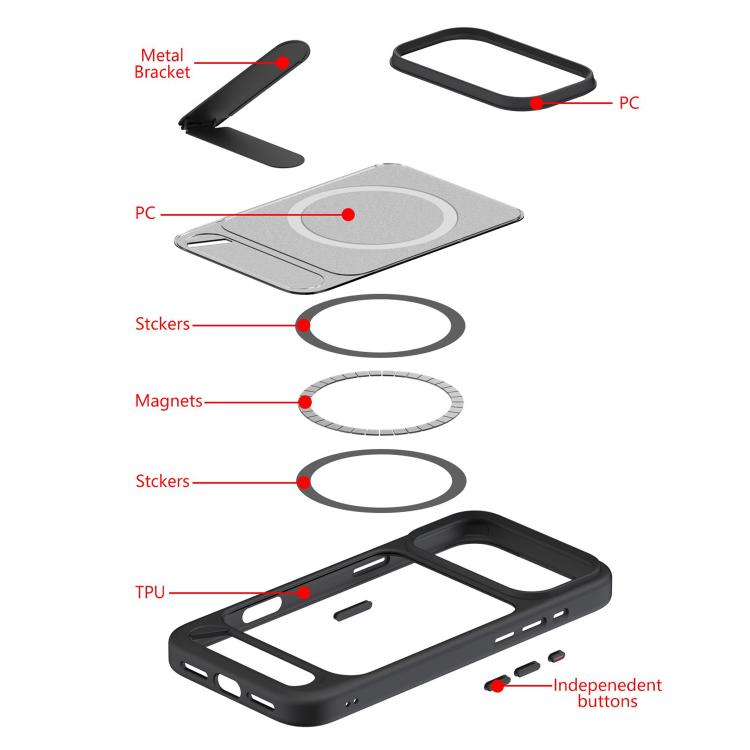 For iPhone 17 Kalebol MagSafe Invisible Tilt Holder PC Hybrid TPU Case(Black) - iPhone 17 Cases by Kalebol | Online Shopping South Africa | PMC TechLife | Buy Now Pay Later Mobicred