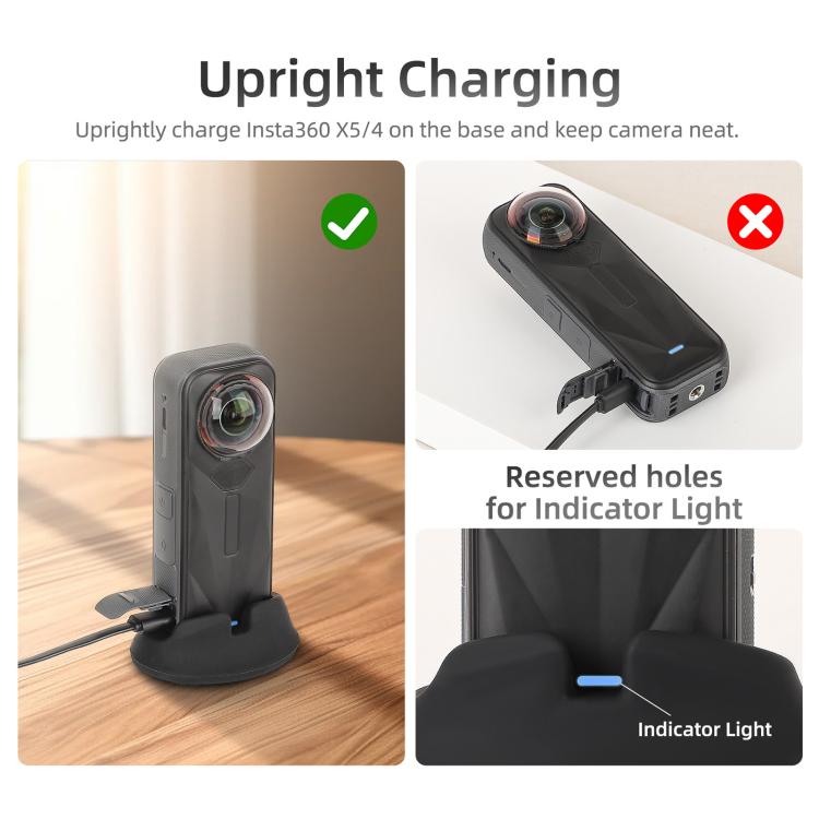 For Insta360 X5 / X4 Sunnylife Silicone Stand Base Tabletop Base(Black) - free shipping - PMC TechLife - Order now!