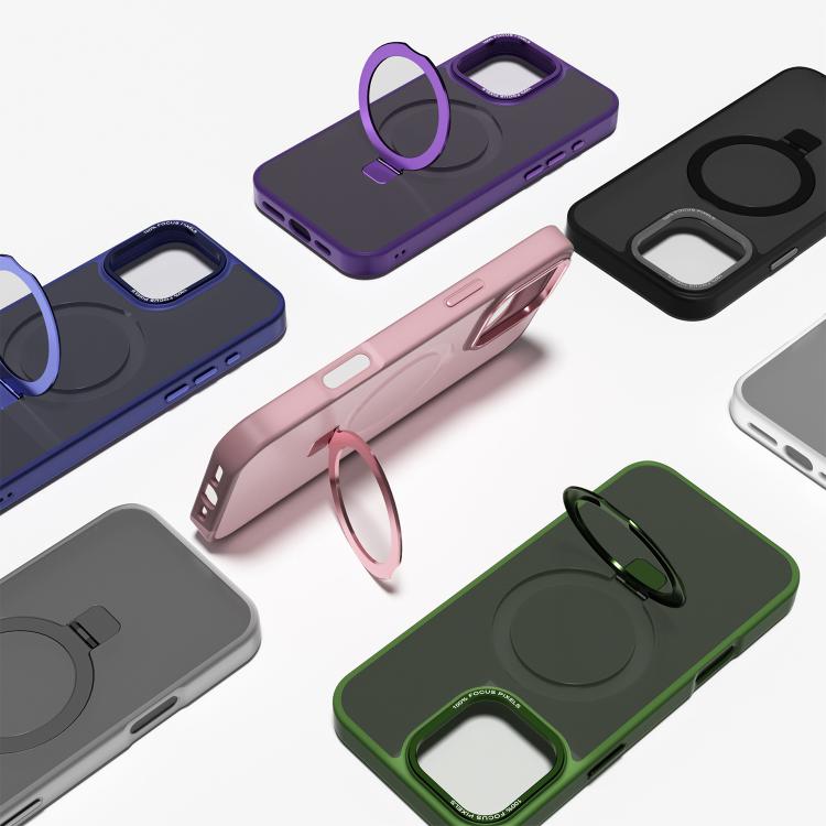 For iPhone 16 Pro Max Kalebol Metal Lens Frame MagSafe Holder Frosted PC Phone Case(Dark Green) - free shipping - PMC TechLife - Order now!
