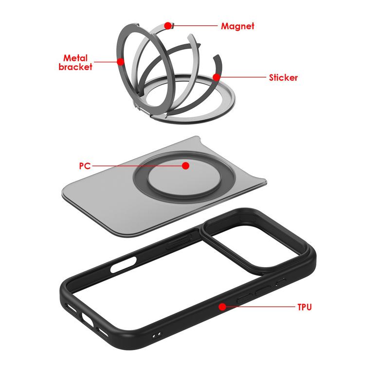 For iPhone 17 Pro Max Kalebol Frosted MagSafe Holder Acrylic Hybrid TPU Phone Case(Navy Blue) - free shipping - PMC TechLife - Order now!