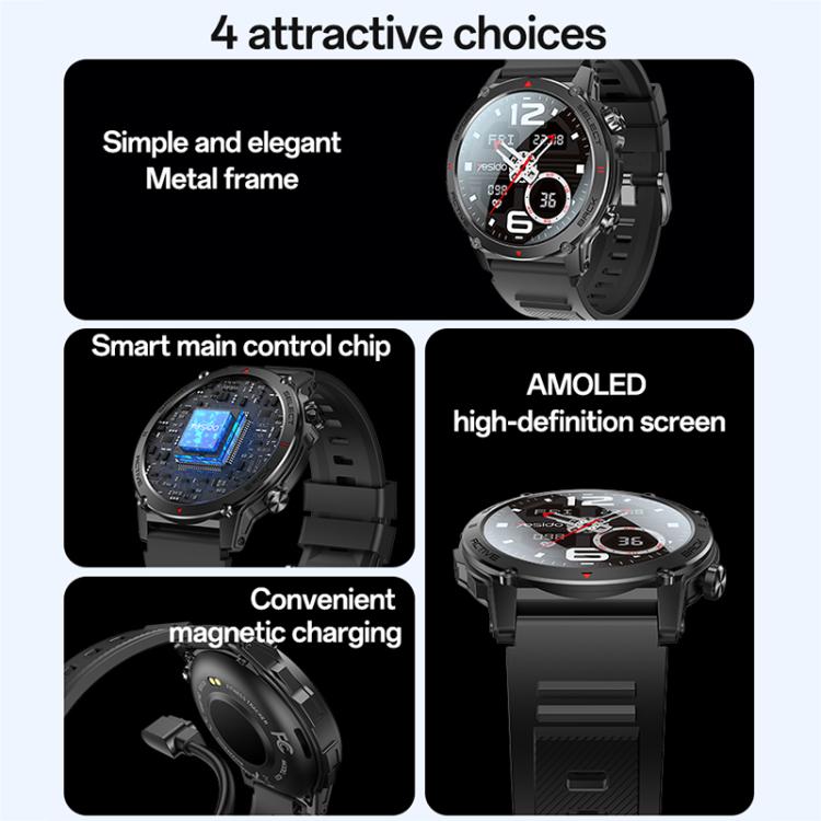 Yesido IO31 1.43 inch AMOLED Screen Smart Watch Support BT Call / Heart Rate(Black) - free shipping - PMC TechLife - Order now!