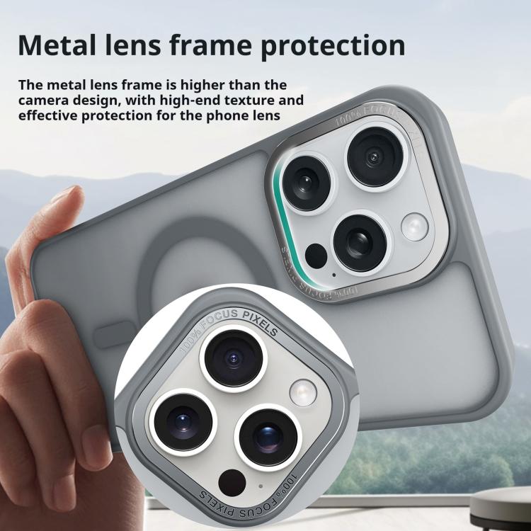 For iPhone 17 Kalebol Metal Lens Frame MagSafe Frosted PC Phone Case(Sierra Blue) - free shipping - PMC TechLife - Order now!