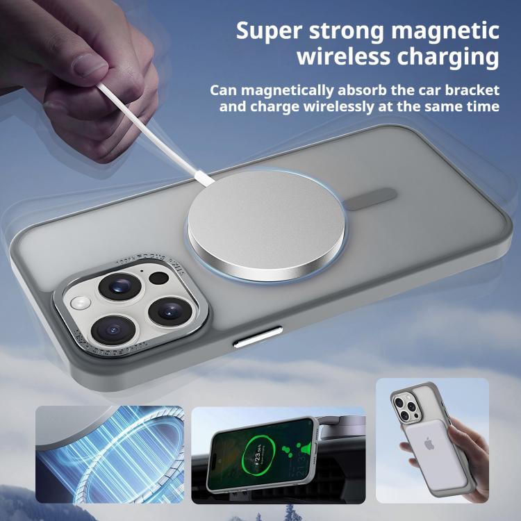 For iPhone 17 Air Kalebol Metal Lens Frame MagSafe Frosted PC Phone Case(Grey) - iPhone 17 Air Cases by Kalebol | Online Shopping South Africa | PMC TechLife | Buy Now Pay Later Mobicred