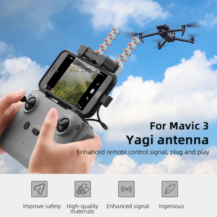 For DJI Mavic 3 / Air 2 / Air 2S / Mini 2 BRDRC Remote Controller Copper Yagi-Uda Antenna Signal Enhancer(Grey) - free shipping - PMC TechLife - Order now!