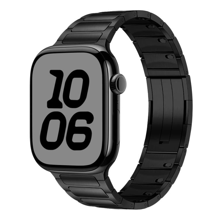 For Apple Watch 46mm / 49mm / 45mm / 44mm Tri-beads Side-detachable Buckle Stainless Steel Watch Band(Black) - free shipping - PMC TechLife - Order now!