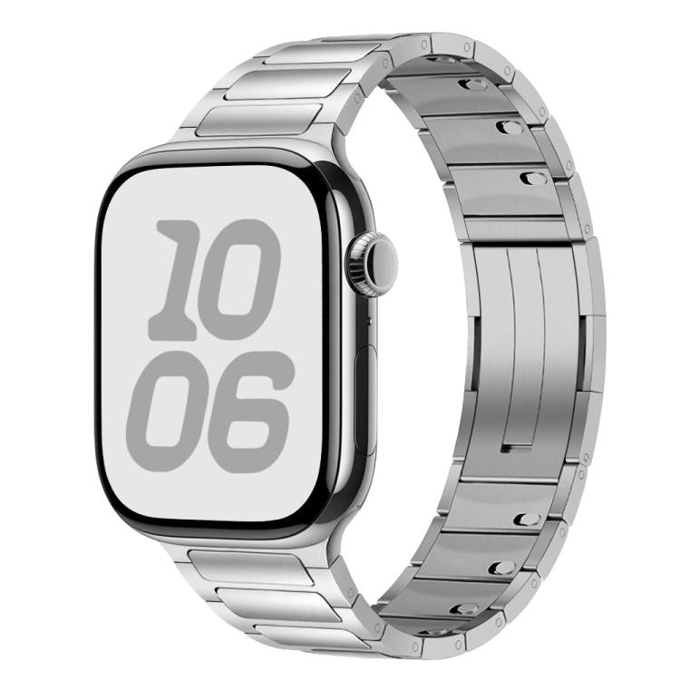 For Apple Watch 46mm / 49mm / 45mm / 44mm Tri-beads Side-detachable Buckle Stainless Steel Watch Band(Silver) - free shipping - PMC TechLife - Order now!