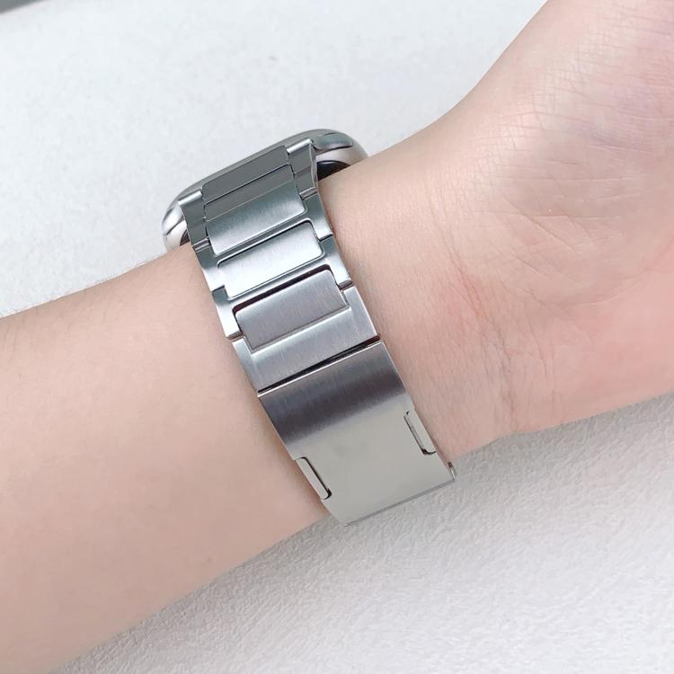 For Apple Watch 46mm / 49mm / 45mm / 44mm Tri-beads Side-detachable Buckle Stainless Steel Watch Band(Silver) - free shipping - PMC TechLife - Order now!