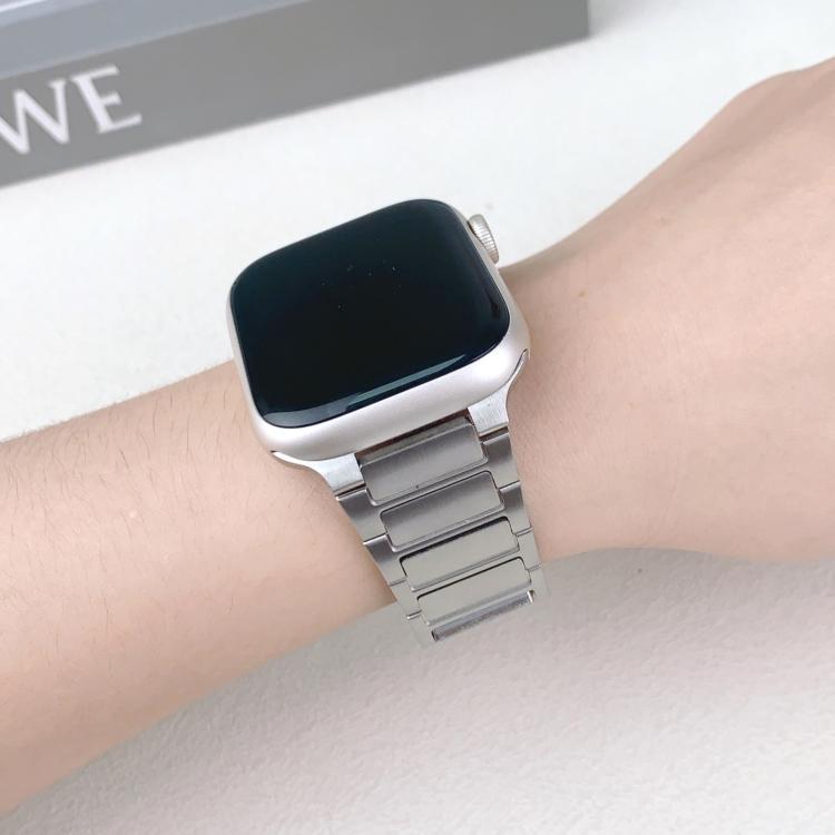 For Apple Watch 42mm / 41mm / 40mm / 38mm Tri-beads Side-detachable Buckle Stainless Steel Watch Band(Silver) - free shipping - PMC TechLife - Order now!