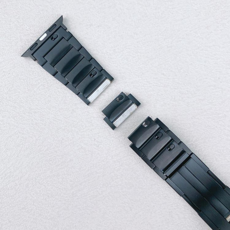 For Apple Watch 46mm / 49mm / 45mm / 44mm Tri-beads Side-detachable Buckle Stainless Steel Watch Band(Black) - free shipping - PMC TechLife - Order now!