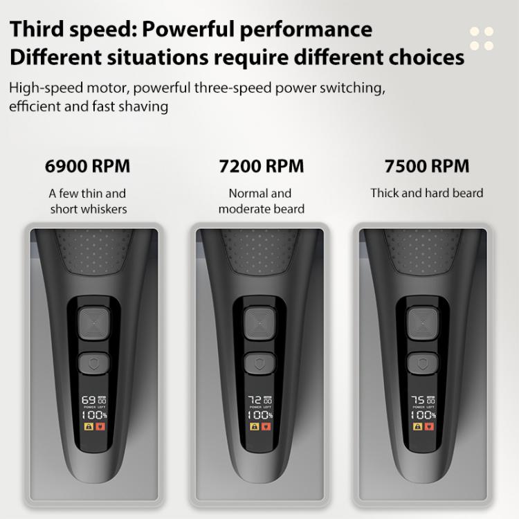 Full Body Washable LED Digital Display Reciprocating Electric Shaver(Gun Fight Black + 1 Set of Blades) - free shipping - PMC TechLife - Order now!