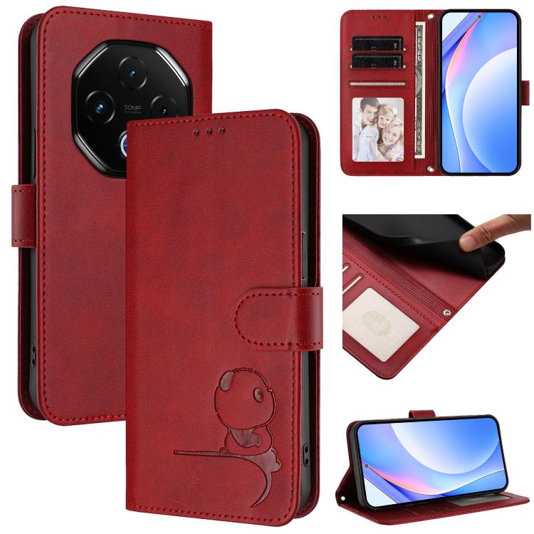 For UMIDIGI G100 Pro Litter Panda Embossing RFID Leather Phone Case with Lanyard(Wine Red) - free shipping - PMC TechLife - Order now!