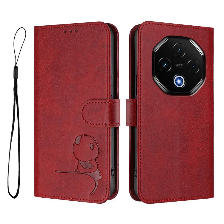 For UMIDIGI G100 Pro Litter Panda Embossing RFID Leather Phone Case with Lanyard(Wine Red) - free shipping - PMC TechLife - Order now!