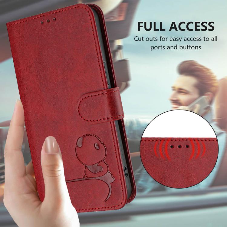 For UMIDIGI G100 Pro Litter Panda Embossing RFID Leather Phone Case with Lanyard(Wine Red) - free shipping - PMC TechLife - Order now!