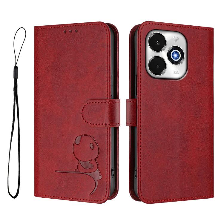 For UMIDIGI G100x 5G / 4G Litter Panda Embossing RFID Leather Phone Case with Lanyard(Wine Red) - free shipping - PMC TechLife - Order now!