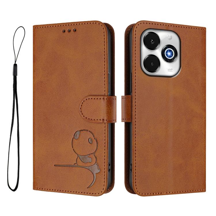 For UMIDIGI G100x 5G / 4G Litter Panda Embossing RFID Leather Phone Case with Lanyard(Brown) - free shipping - PMC TechLife - Order now!