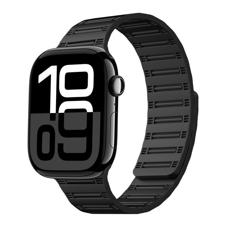 For Apple Watch 42mm / 41mm / 40mm / 38mm Cylinder Magnetic Two-color Loop Silicone Watch Band(Black) - free shipping - PMC TechLife - Order now!