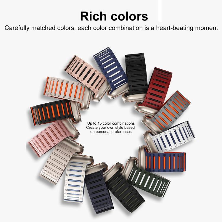 For Apple Watch 46mm / 49mm / 45mm / 44mm Cylinder Magnetic Two-color Loop Silicone Watch Band(Grey Orange) - free shipping - PMC TechLife - Order now!