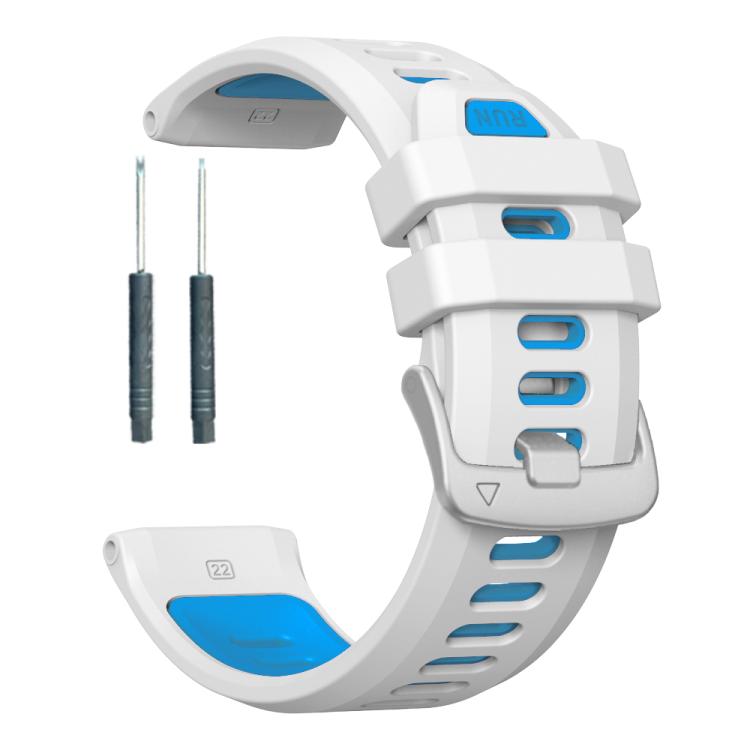 For Garmin Forerunner 970 Two Color Steel Buckle Silicone Watch Band(White Blue) - free shipping - PMC TechLife - Order now!