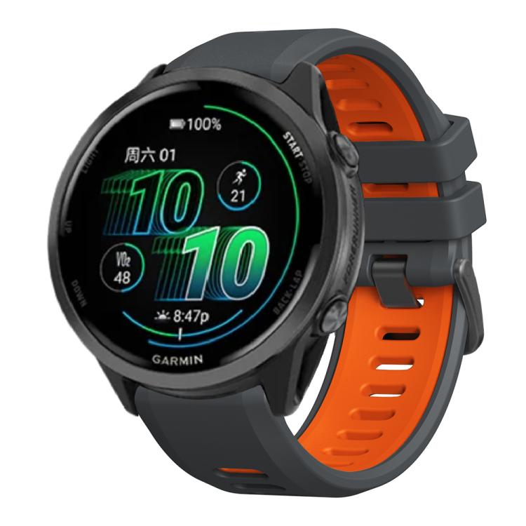 For Garmin Forerunner 970 Two Color Steel Buckle Silicone Watch Band(Charcoal Orange) - free shipping - PMC TechLife - Order now!