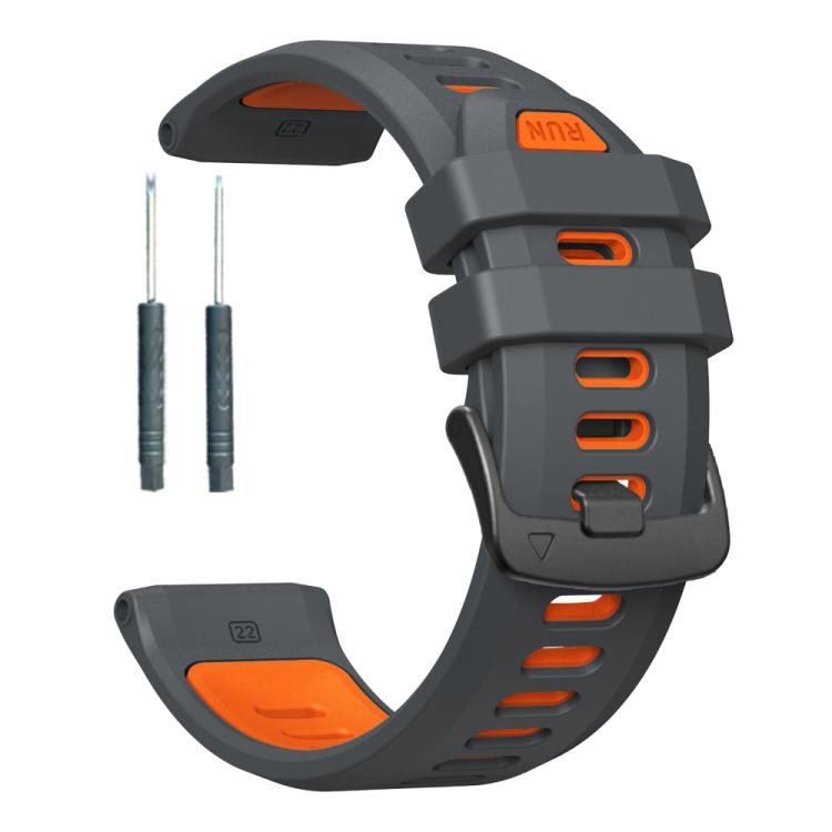 For Garmin Forerunner 970 Two Color Steel Buckle Silicone Watch Band(Charcoal Orange) - free shipping - PMC TechLife - Order now!