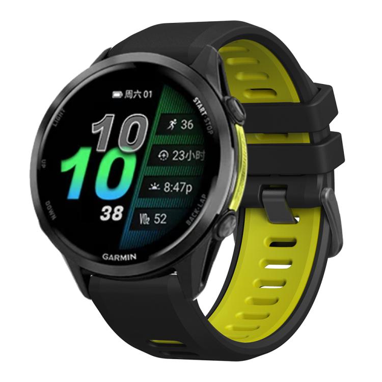 For Garmin Forerunner 970 Two Color Steel Buckle Silicone Watch Band(Black Lime) - free shipping - PMC TechLife - Order now!